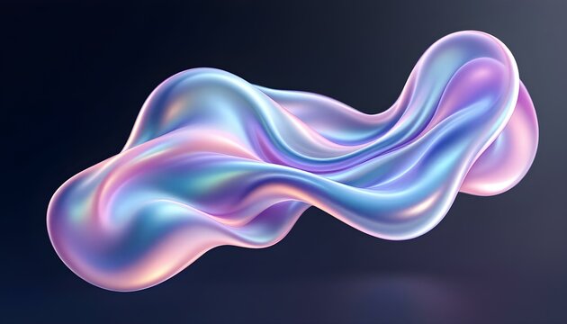 Blue and purple gradient color floating liquid blob. 3d rendering picture. 3d render of abstract gradient colorful fluids drop, soap bubble, a blob that is floating on air isolated on white background