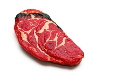 raw beef steak isolated on white background