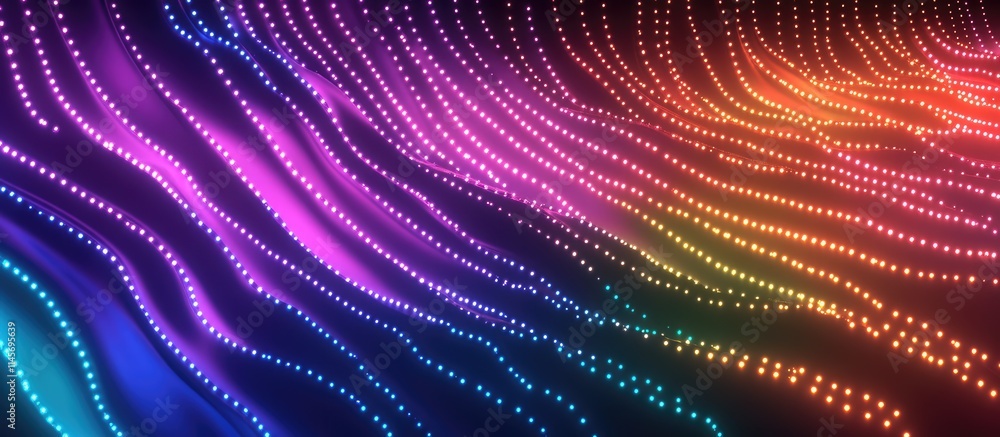 Poster vibrant abstract backdrop with dynamic colorful lights creating wave patterns for festive and creati