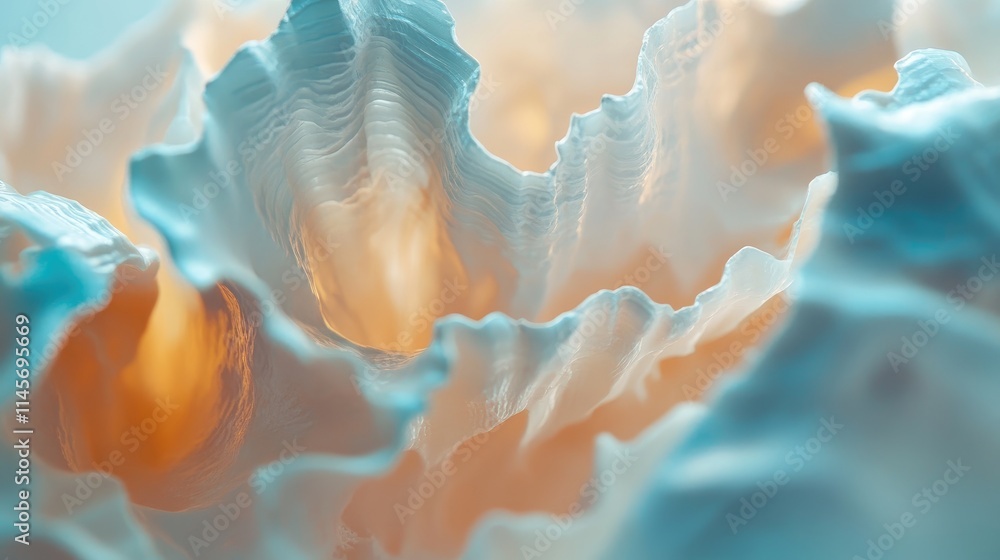 Poster abstract blurred background featuring intricate textures of a broken seashell in soft pastel colors 