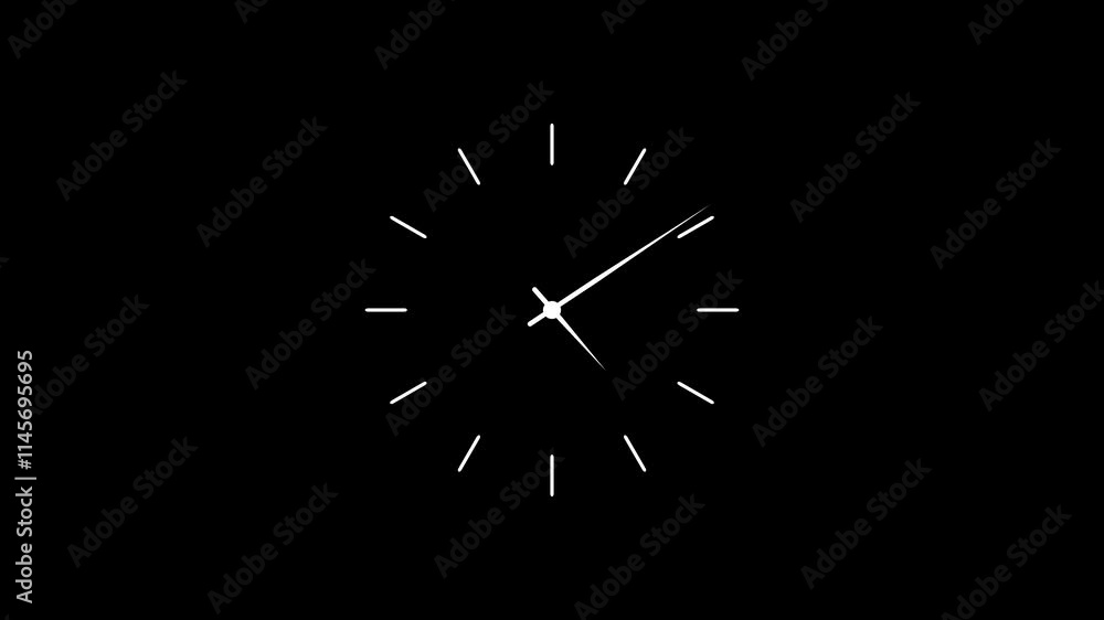 Poster clock icon countdown 24-hour day with fast speed animation and moving arrows