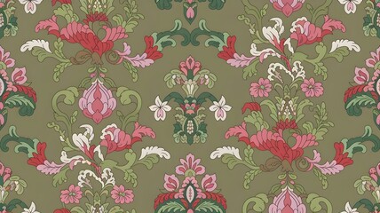 Luxurious Damask Pattern for Textiles and Wallpapers
