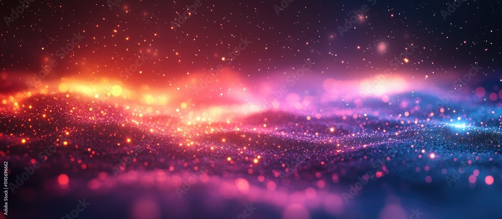 Poster vibrant abstract background with glowing dots and blurred lines creating a disco party atmosphere in