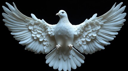 Obraz premium A white dove with outstretched wings symbolizes peace, hope, and new beginnings, representing purity and honesty with a spiritual art illustration.