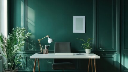 Emerald Green Home Office Interior Design