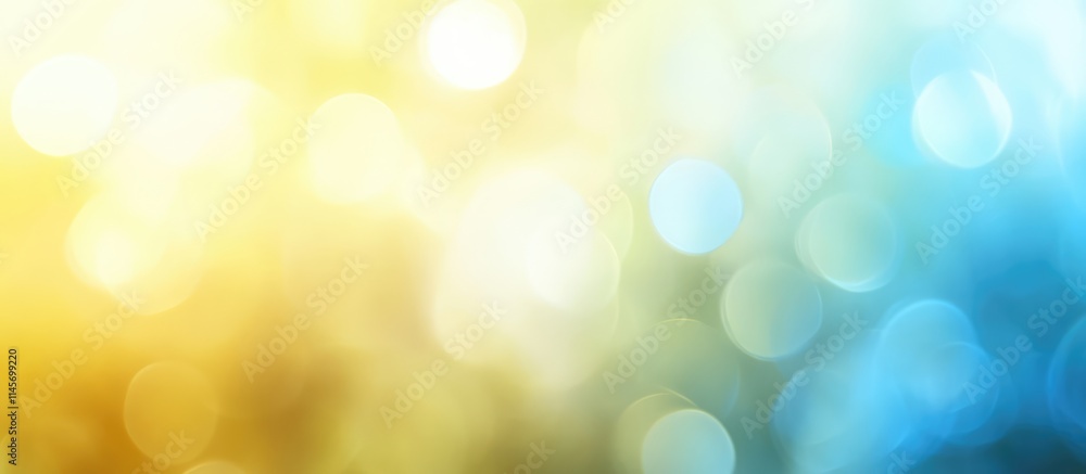 Poster abstract blurred background featuring shimmering gold and blue lights creating a vibrant and colorfu