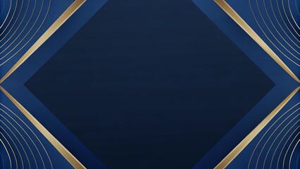 Blue luxury background with golden line, blue curve, shiny dots and glitter light effect. Elegant style design. Luxury dark blue background with halftone gold line curved and lighting effect