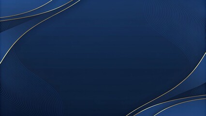 Blue luxury background with golden line, blue curve, shiny dots and glitter light effect. Elegant style design. Luxury dark blue background with halftone gold line curved and lighting effect