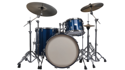 Blue Pearl Drum Kit: Studio-ready drum set, professional-grade, vibrant blue finish, gleaming chrome hardware, perfect for recording or live performance.  