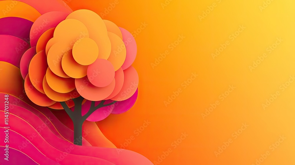 Aufkleber peach tree abstract background idea. colorful abstract tree design with vibrant oranges and pinks, p