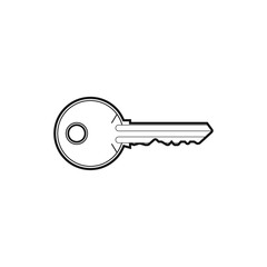 Simple key design illustration, Outline style icon vector
