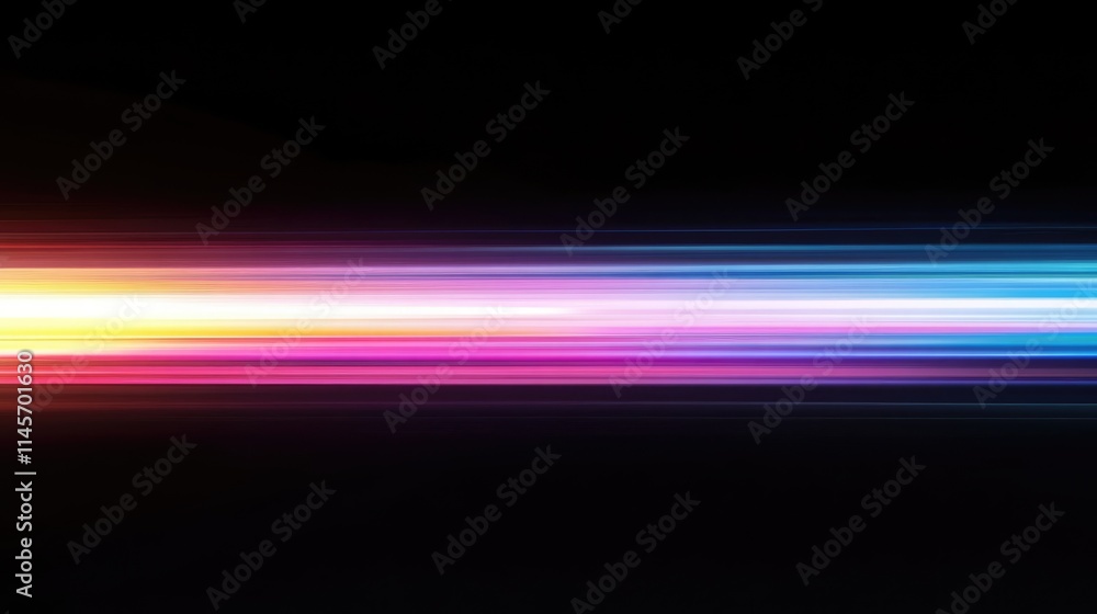 Poster modern abstract light streaks in vibrant colors on a black background creating a dynamic and energet
