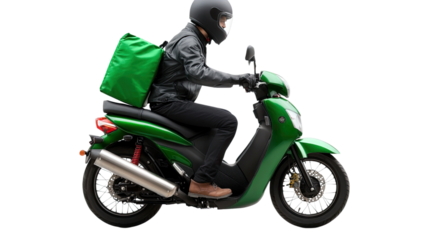 Delivery Rider on Green Scooter 