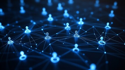 Obraz premium Glowing White Tech Icons Representing Connections and Interaction