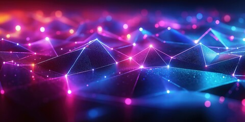 Obraz premium Abstract futuristic design with neon glowing lines and bright geometric shapes, highlighting a dynamic and vibrant composition