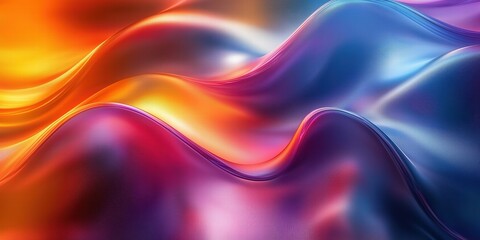 Obraz premium Abstract futuristic background with holographic waves in rich orange and purple hues, creating a tech-inspired vibrant composition