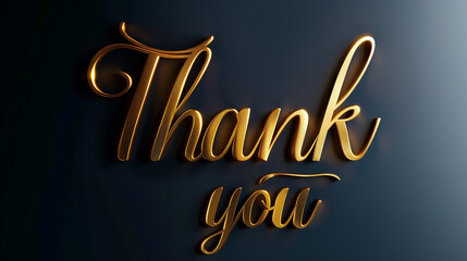 Elegant golden 'Thank You' text on a sleek dark background with a luxurious design for formal appreciation themes.