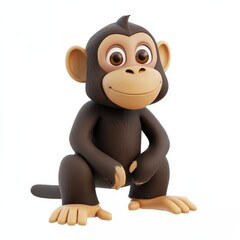 Naklejka premium 3D Monkey Isolated and White Background