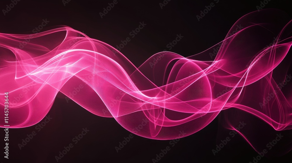 Poster pink smoke waves on a dark background creating an elegant and modern abstract backdrop for graphic d