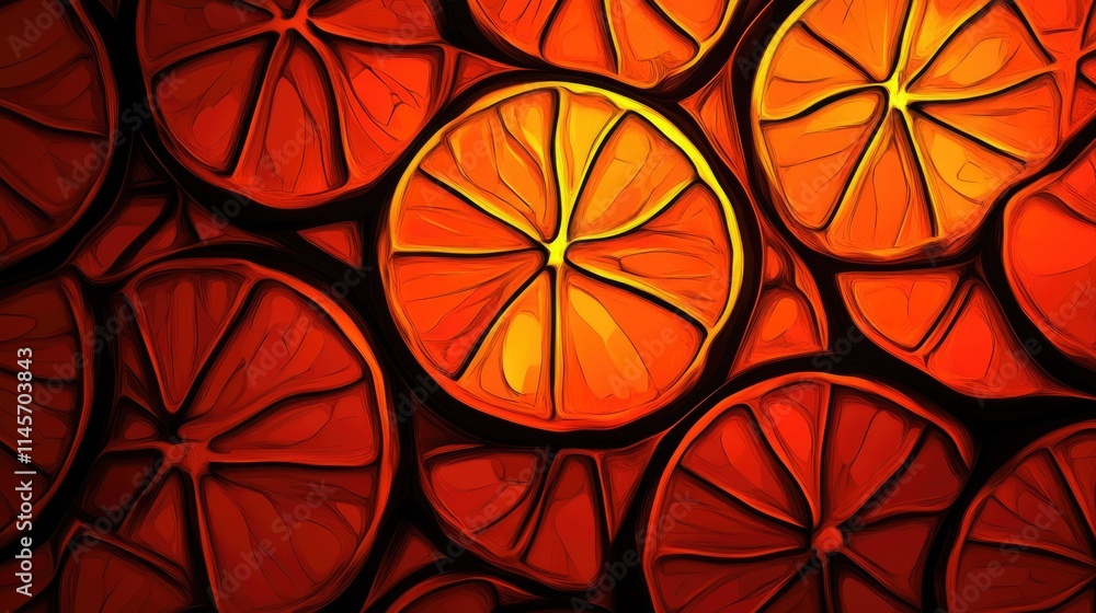 Aufkleber vibrant arrangement of textured orange slices creating a warm and inviting abstract background for d