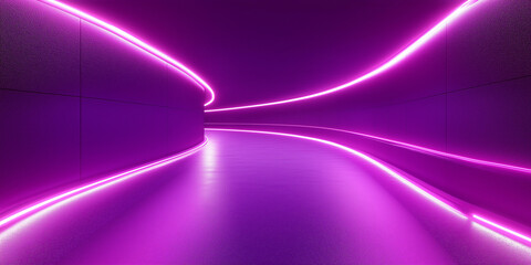 Fototapeta premium Minimalist abstract design with glowing neon pink curved lines in a futuristic tunnel, creating a bold and vibrant visual impact