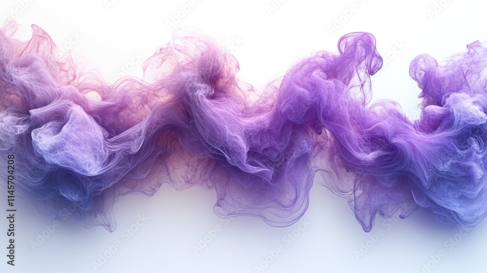 Poster abstract violet smoke waves flowing elegantly on a white background creating a dreamy and ethereal a