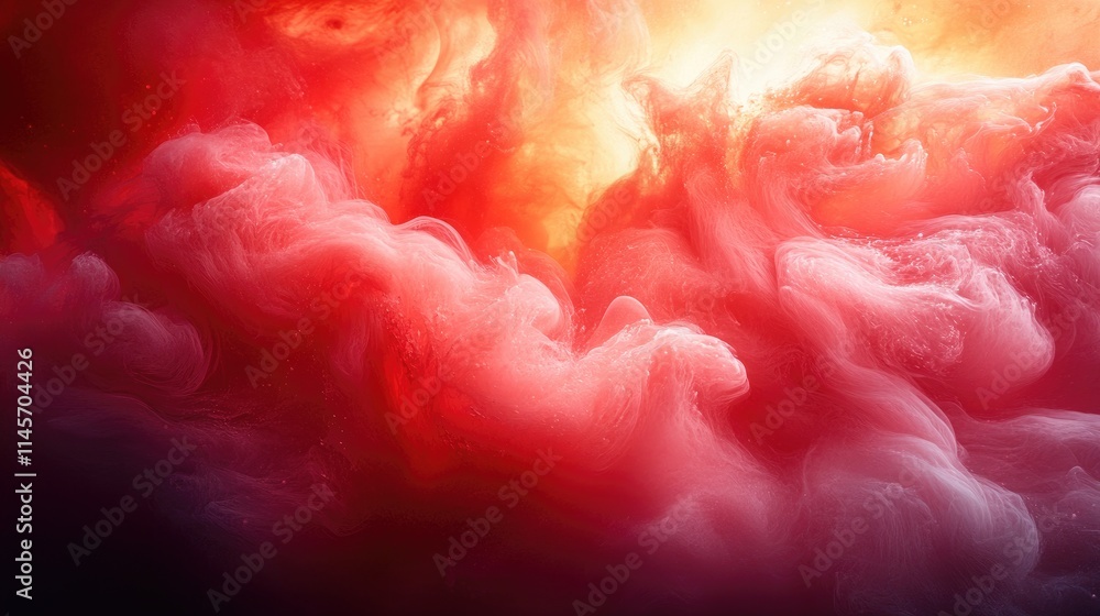 Poster vibrant abstract background showcasing red paint swirling and dispersing in water creating a dynamic
