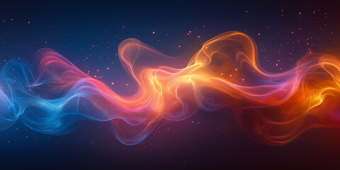 Obraz premium Dynamic abstract design featuring smoke and liquid flow patterns in vibrant orange and blue hues, creating a striking and artistic visual effect