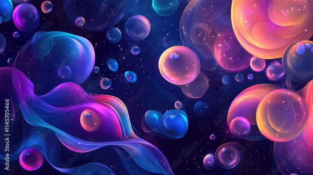 Aufkleber vibrant abstract background with colorful bubbles and fluid shapes creating a magical and cosmetic-i