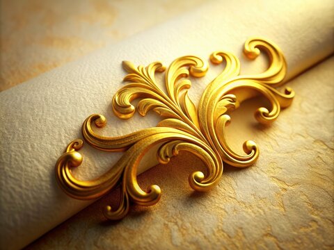 Vintage Golden Diploma Certificate Template Design: Minimalist Graduation Ornament