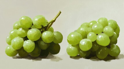 Green Grapes Cluster Fresh Healthy Snack Natural Food on Neutral Background
