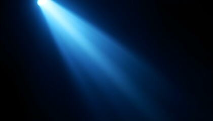 Blur rays light motion blue white flare leak dark. A bright spotlight shines through the darkness. Blue light rays & dust particles. Magic defocused background. Bright abstract background with rays