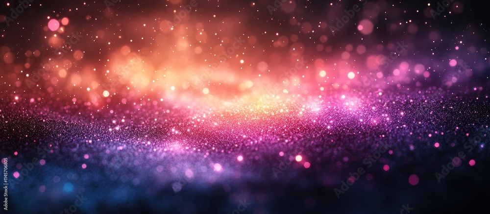 Aufkleber vibrant abstract bokeh background in purple and orange with shimmering lights creating a dreamy, def