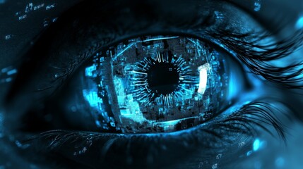 A glowing digital lock surrounded by streams of binary code and data points, symbolizing cybersecurity. 