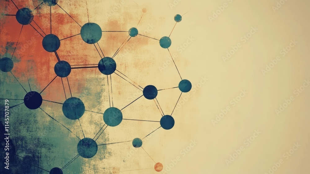 Poster abstract network connections in a vintage style background representing business concept and communi