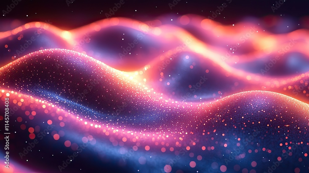 Wall mural abstract bokeh or stream in 3d art, representing the future of light travel or particle of metaverse