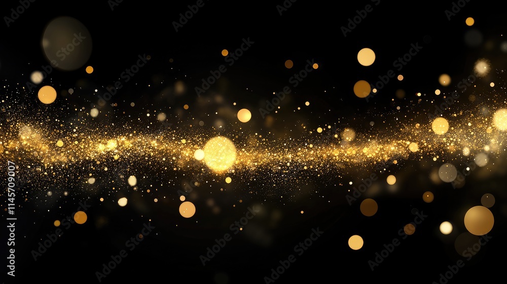 Poster elegant gold bokeh abstract background with shimmering light particles creating a luxurious and fest