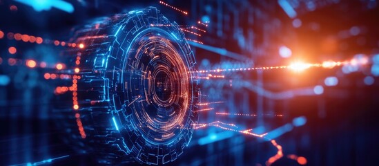 Obraz premium Business Automation and Workflow Optimization Concept with Futuristic Technology Elements in Digital Environment