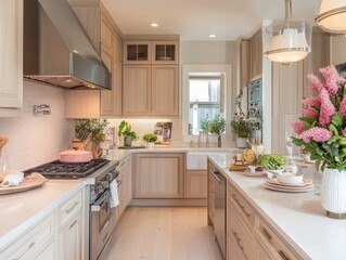 Elegant Light Wood Kitchen With Modern Appliances