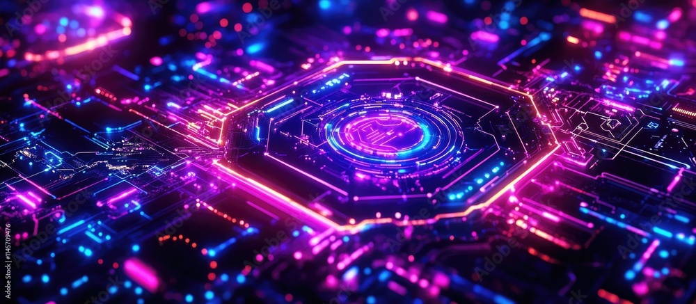 Poster colorful abstract digital technology background showcasing vibrant circuitry and advanced software a