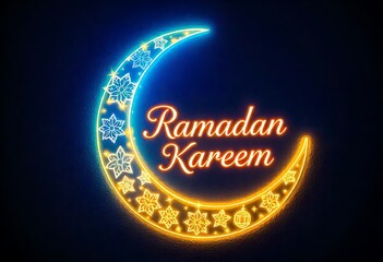Glowing Ramadan Kareem Crescent Moon Design