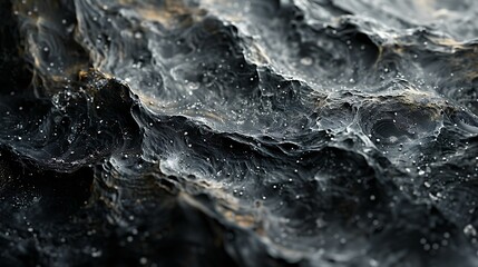 Obraz premium Abstract dark gray and gold textured surface with subtle light reflections and small particles.