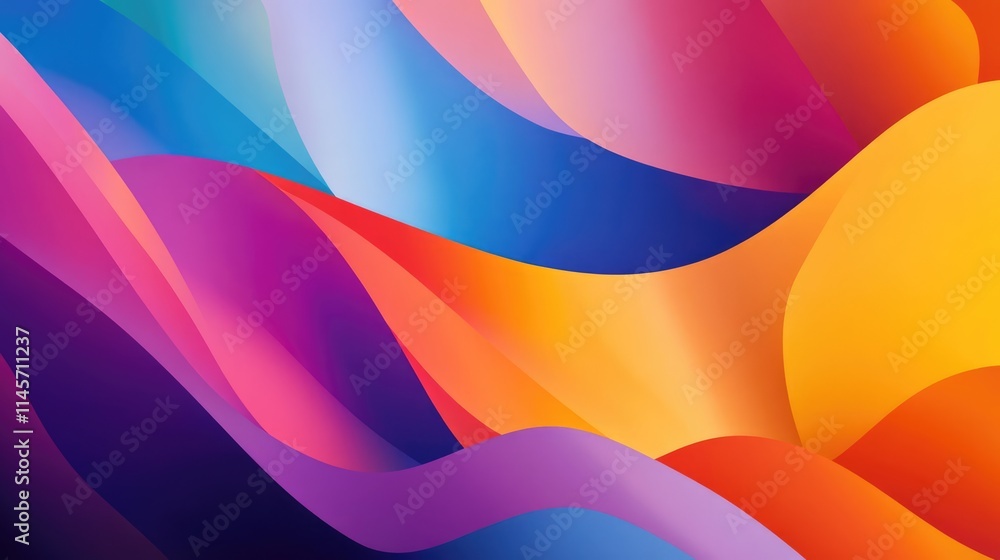 Poster vibrant abstract waves in bright colors creating a psychedelic modern background for creative design