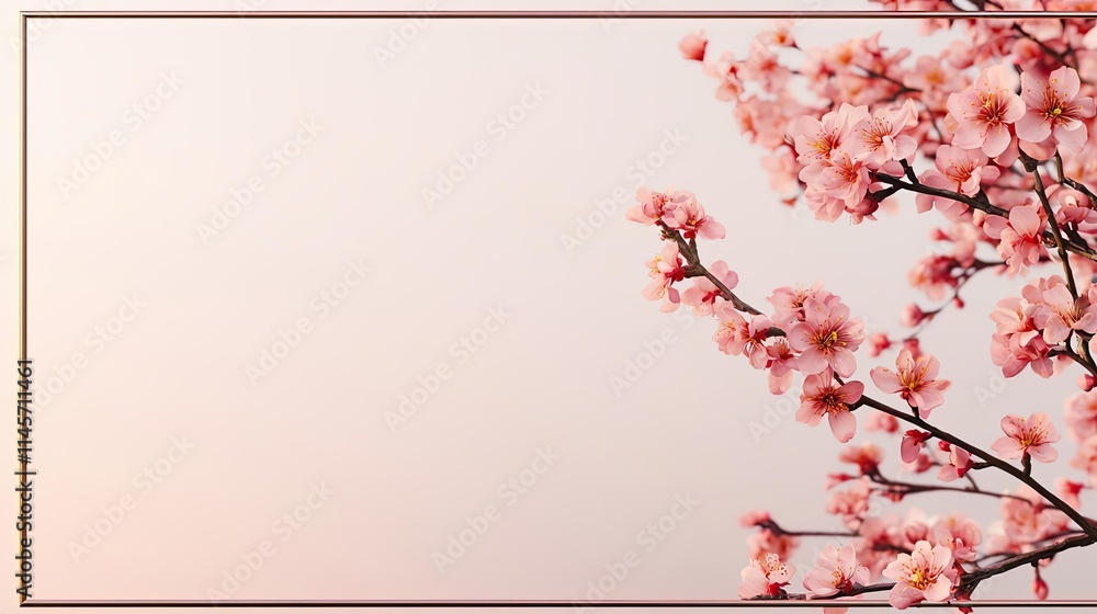 Poster peach tree abstract background idea. delicate cherry blossom branches set against a soft, serene bac