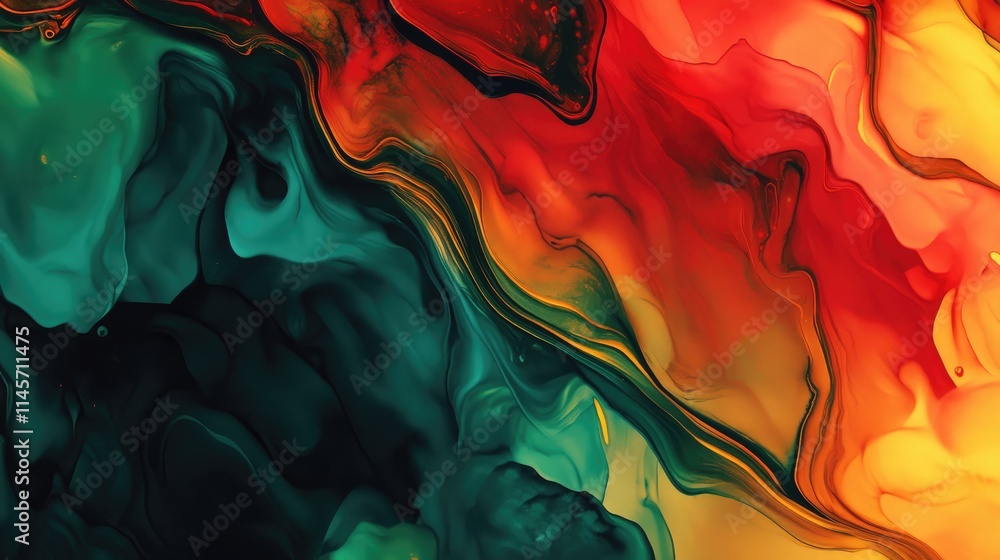 Poster translucent alcohol ink abstract background with vibrant multicolored marble texture for modern flui