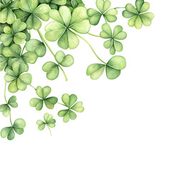 Obraz premium watercolor painting illustration for St Patrick day, Irish background. Lush green clovers on a dark background creating a vibrant, natural aesthetic.