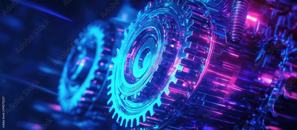 Poster close up of intricate gears in a high-tech milling operation showcasing advanced manufacturing and e