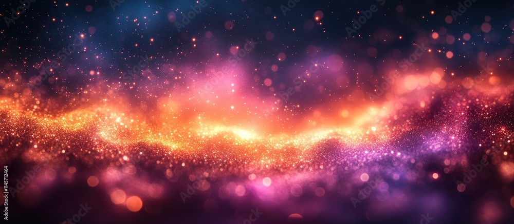 Poster bokeh abstract background with colorful shimmering light dots creating a dreamy, vibrant atmosphere 