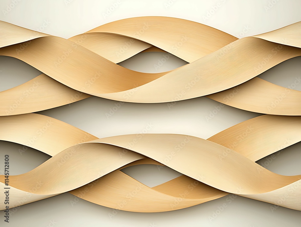 Poster a smooth, intertwined ribbon design in soft beige tones, creating an elegant and textured background