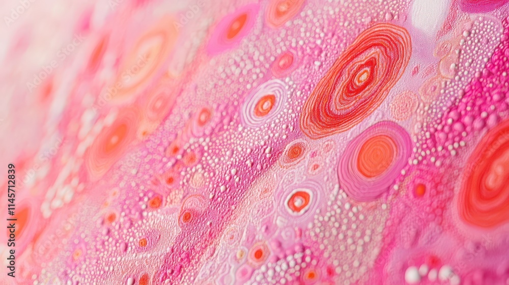 Poster abstract pink textured background with swirling patterns and small white dots. the concentric circle